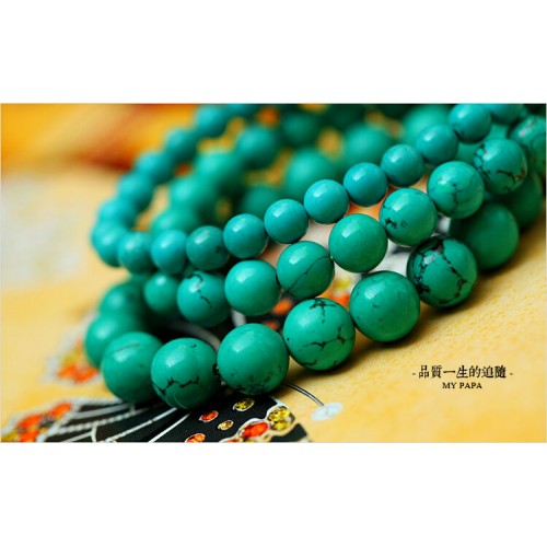 8mm Genuine Natural Green Turquoise Bracelet Gemstone Prayer Beads High Quality