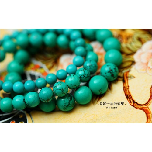 8mm Genuine Natural Green Turquoise Bracelet Gemstone Prayer Beads High Quality