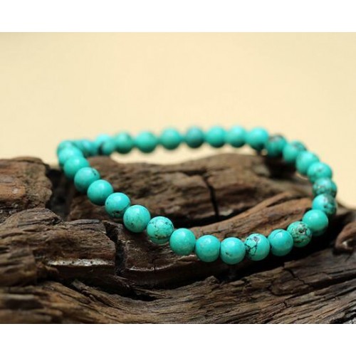 8mm Genuine Natural Green Turquoise Bracelet Gemstone Prayer Beads High Quality