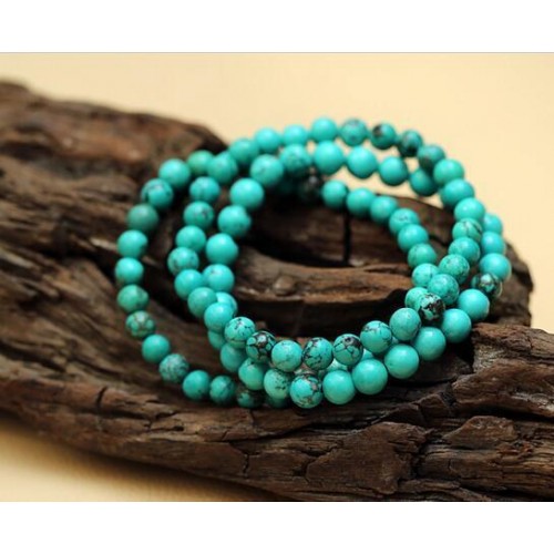 8mm Genuine Natural Green Turquoise Bracelet Gemstone Prayer Beads High Quality