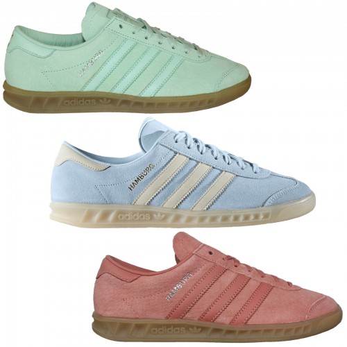 Adidas Originals Hamburg Ladies Sneaker Shoes Leather Shoes Rosa Mint Light Blue