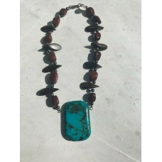 Handcrafted Turquoise Red Jasper   Sterling Silver   Necklace
