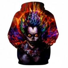 Men's Casual Plus Size Black 3D Print Hoodie Demon Print Sweatshirt