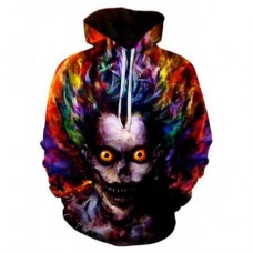 Men's Casual Plus Size Black 3D Print Hoodie Demon Print Sweatshirt