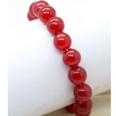 Red Ruby Gemstones Round Bead Bangle