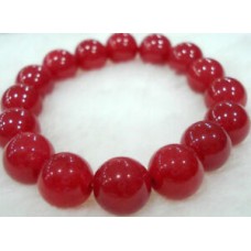 Red Ruby Gemstones Round Bead Bangle