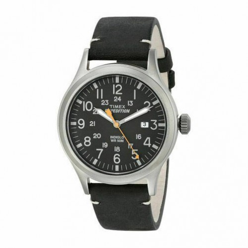 New Timex Men's Expedition TW4B01900 Black Dial Black Leather Quartz Sport Watch