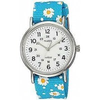 New Timex TW2R24000 Weekender Blue Floral Nylon Strap Watch for Unisex