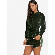 Velvet Kangaroo Pocket Hoodie and Dolphin Shorts