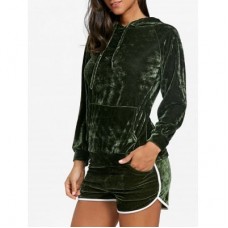 Velvet Kangaroo Pocket Hoodie and Dolphin Shorts