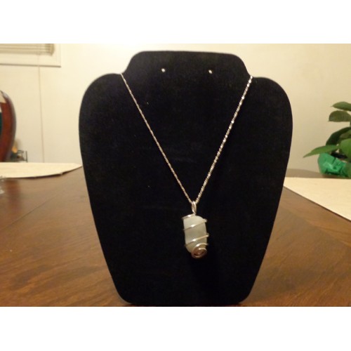 AQUAMARINE Pendant Silver 20 inch Length Silver Chain