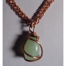 Jade Pendant Copper 20 inch Length Solid Copper Chain - 5/16 of an inch wide